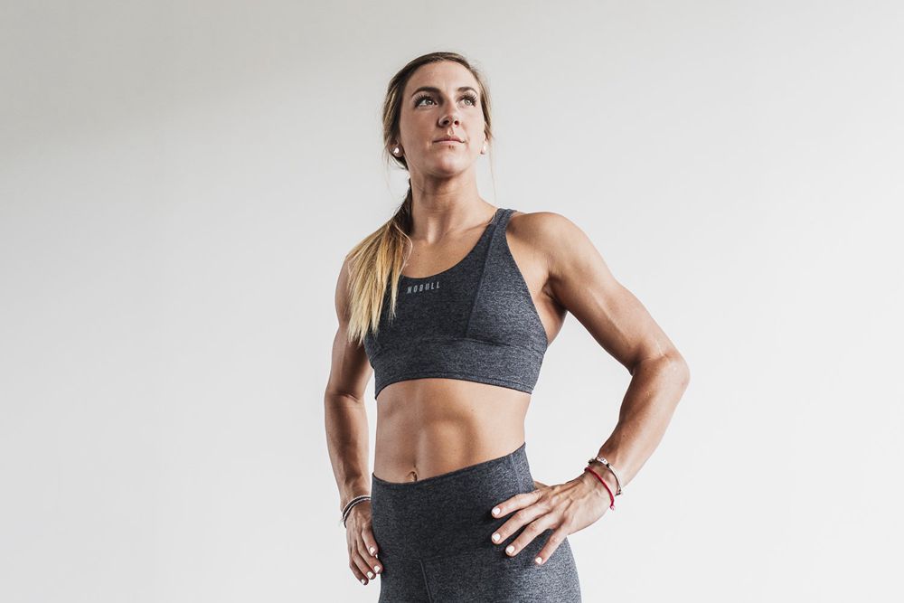 NOBULL Women's Wide Band Sports Bras - Charcoal Heather Matte - Ireland (0829XTIMS)